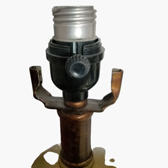 Art Deco Globe Lamp Metal Copper Color Footed - Picture 6 of 11